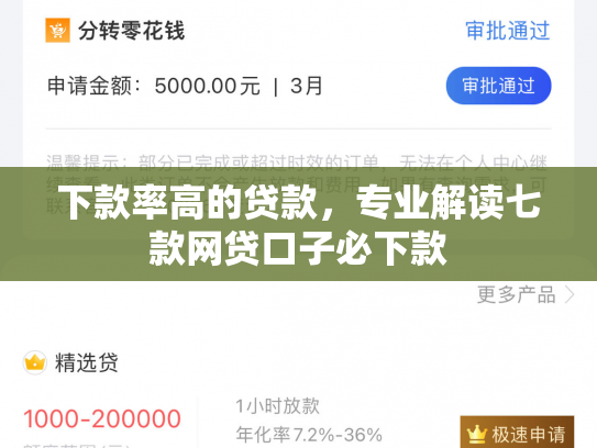 下款率高的贷款，专业解读七款网贷口子必下款