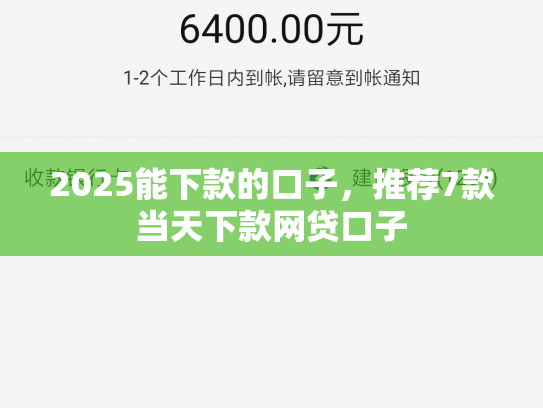 2025能下款的口子，推荐7款当天下款网贷口子