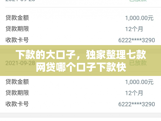 下款的大口子，独家整理七款网贷哪个口子下款快