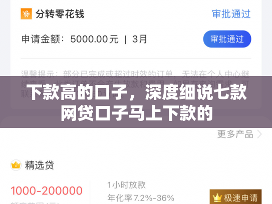 下款高的口子，深度细说七款网贷口子马上下款的