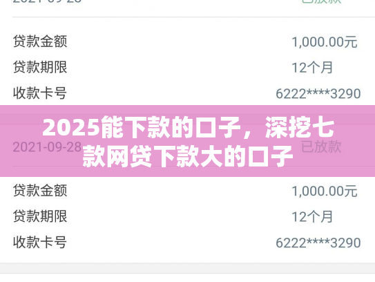 2025能下款的口子，深挖七款网贷下款大的口子