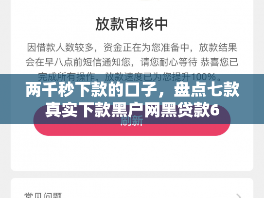 两千秒下款的口子，盘点七款真实下款黑户网黑贷款6