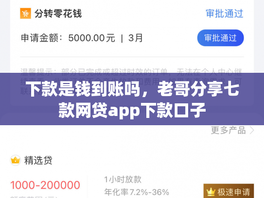 下款是钱到账吗，老哥分享七款网贷app下款口子