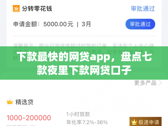 下款最快的网贷app，盘点七款夜里下款网贷口子