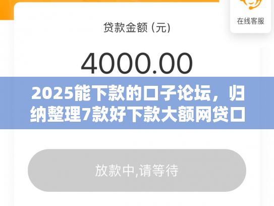 2025能下款的口子论坛，归纳整理7款好下款大额网贷口子