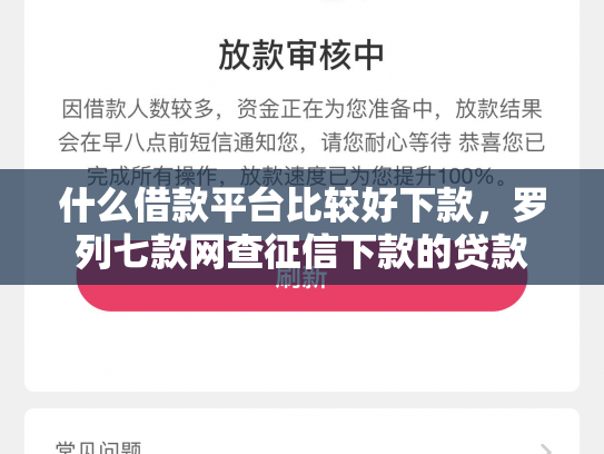 什么借款平台比较好下款，罗列七款网查征信下款的贷款