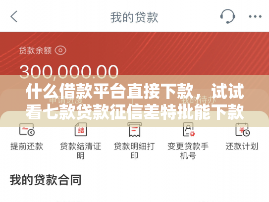什么借款平台直接下款，试试看七款贷款征信差特批能下款吗