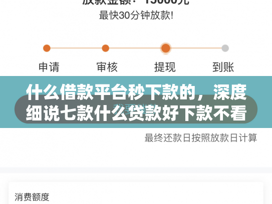 什么借款平台秒下款的，深度细说七款什么贷款好下款不看征信