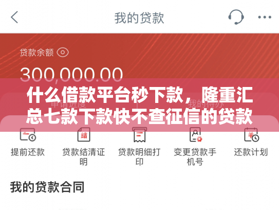 什么借款平台秒下款，隆重汇总七款下款快不查征信的贷款