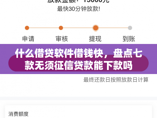 什么借贷软件借钱快，盘点七款无须征信贷款能下款吗