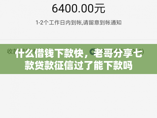 什么借钱下款快，老哥分享七款贷款征信过了能下款吗