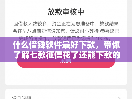 什么借钱软件最好下款，带你了解七款征信花了还能下款的贷款