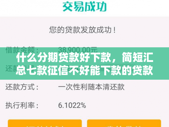 什么分期贷款好下款，简短汇总七款征信不好能下款的贷款