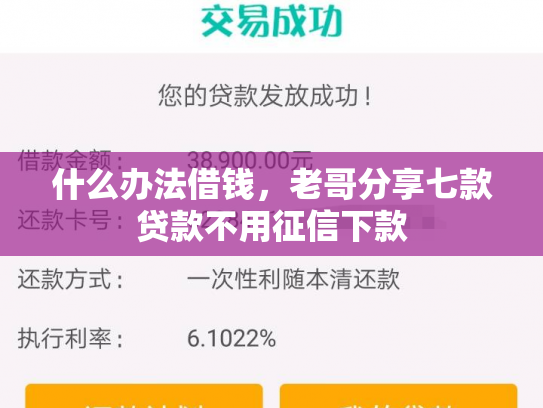 什么办法借钱，老哥分享七款贷款不用征信下款
