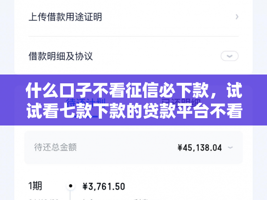 什么口子不看征信必下款，试试看七款下款的贷款平台不看征信