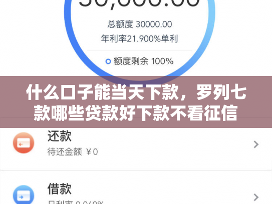 什么口子能当天下款，罗列七款哪些贷款好下款不看征信