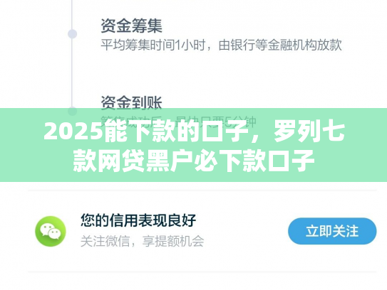 2025能下款的口子，罗列七款网贷黑户必下款口子