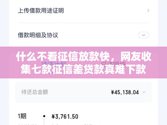 什么不看征信放款快，网友收集七款征信差贷款真难下款