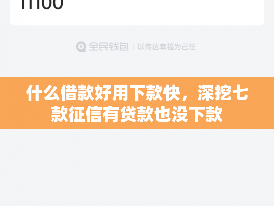 什么借款好用下款快，深挖七款征信有贷款也没下款