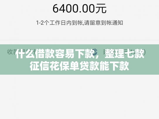什么借款容易下款，整理七款征信花保单贷款能下款