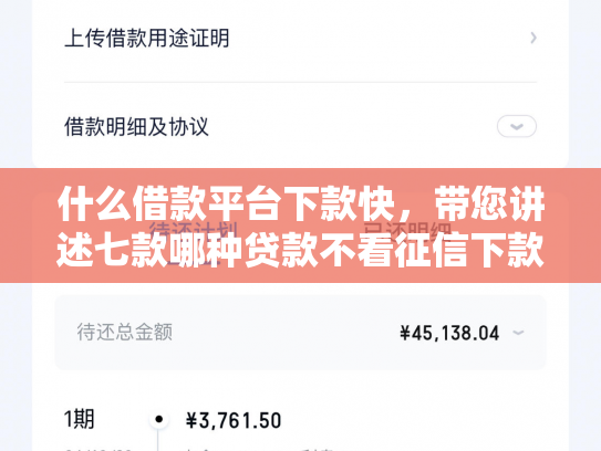 什么借款平台下款快，带您讲述七款哪种贷款不看征信下款快