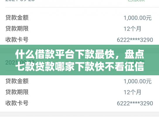 什么借款平台下款最快，盘点七款贷款哪家下款快不看征信