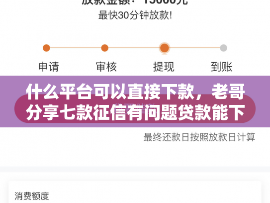 什么平台可以直接下款，老哥分享七款征信有问题贷款能下款吗