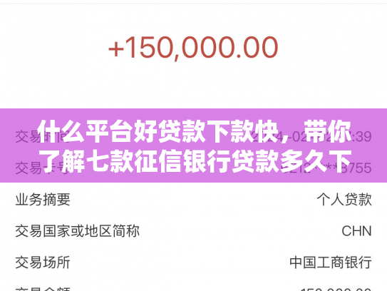 什么平台好贷款下款快，带你了解七款征信银行贷款多久下款