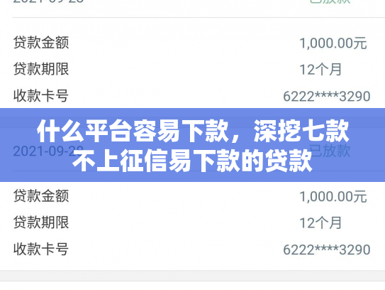 什么平台容易下款，深挖七款不上征信易下款的贷款