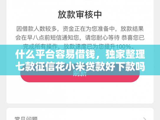什么平台容易借钱，独家整理七款征信花小米贷款好下款吗