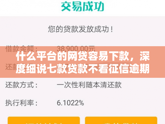 什么平台的网贷容易下款，深度细说七款贷款不看征信逾期下款快