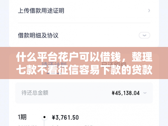 什么平台花户可以借钱，整理七款不看征信容易下款的贷款