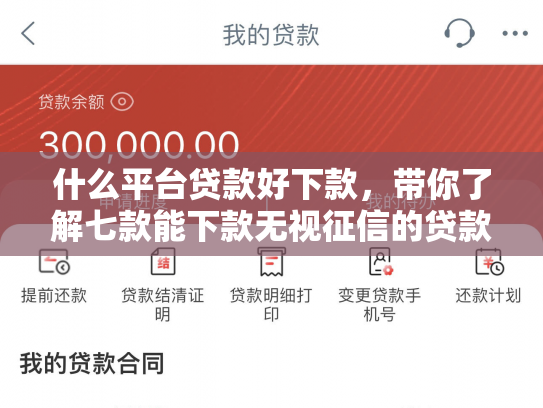 什么平台贷款好下款，带你了解七款能下款无视征信的贷款