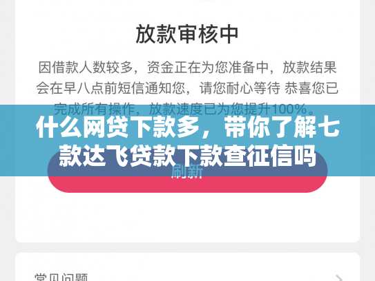 什么网贷下款多，带你了解七款达飞贷款下款查征信吗