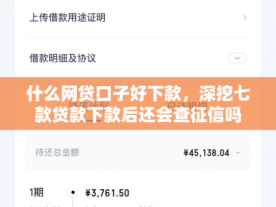 什么网贷口子好下款，深挖七款贷款下款后还会查征信吗