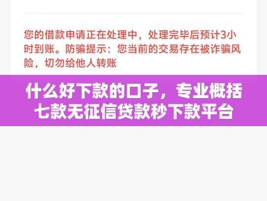 什么好下款的口子，专业概括七款无征信贷款秒下款平台