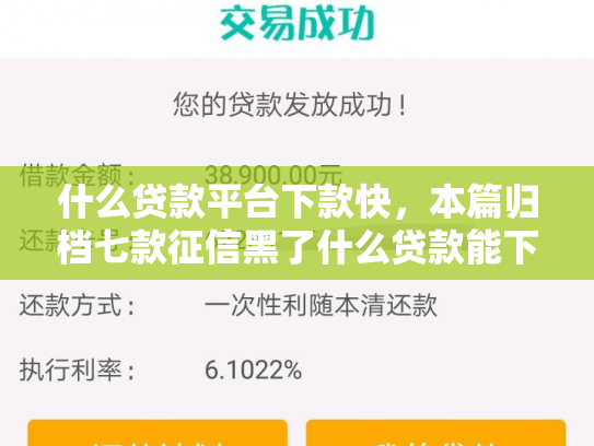什么贷款平台下款快，本篇归档七款征信黑了什么贷款能下款