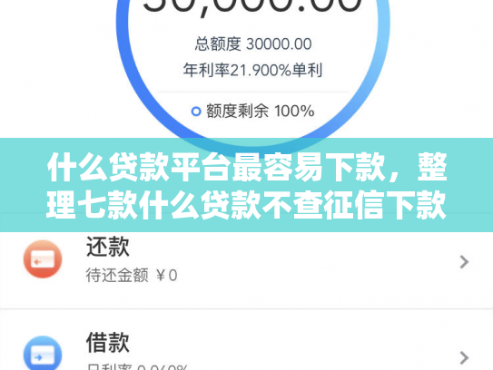 什么贷款平台最容易下款，整理七款什么贷款不查征信下款快