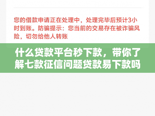 什么贷款平台秒下款，带你了解七款征信问题贷款易下款吗