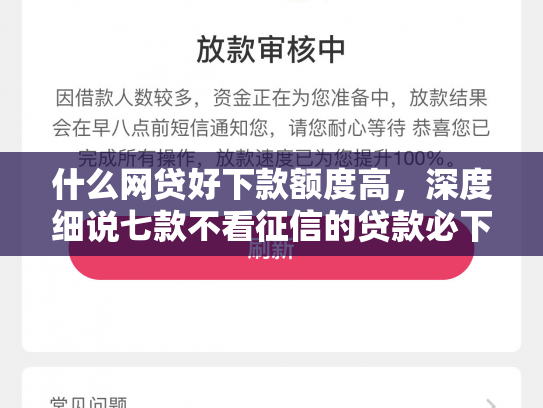 什么网贷好下款额度高，深度细说七款不看征信的贷款必下款吗