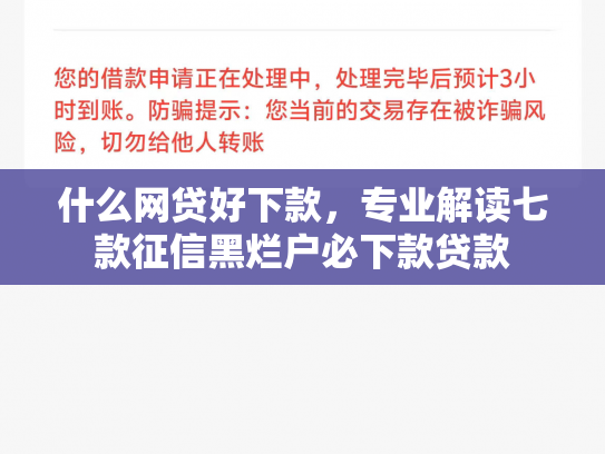什么网贷好下款，专业解读七款征信黑烂户必下款贷款