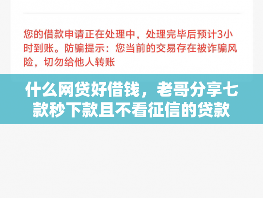 什么网贷好借钱，老哥分享七款秒下款且不看征信的贷款
