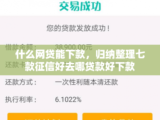 什么网贷能下款，归纳整理七款征信好去哪贷款好下款