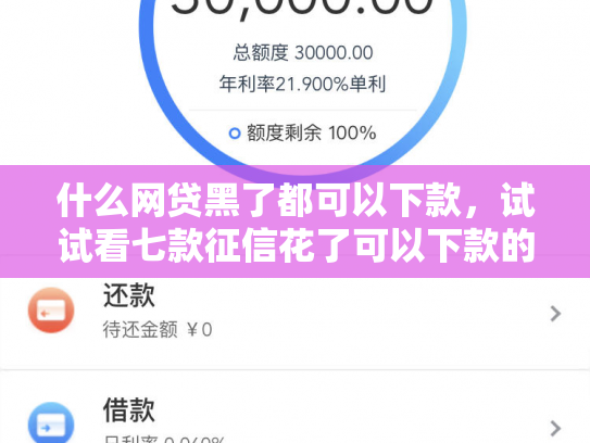 什么网贷黑了都可以下款，试试看七款征信花了可以下款的贷款