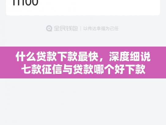 什么贷款下款最快，深度细说七款征信与贷款哪个好下款