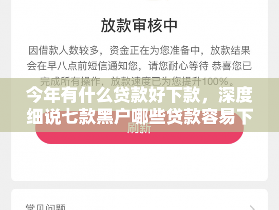 今年有什么贷款好下款，深度细说七款黑户哪些贷款容易下款