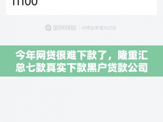 今年网贷很难下款了，隆重汇总七款真实下款黑户贷款公司