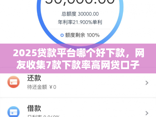 2025贷款平台哪个好下款，网友收集7款下款率高网贷口子