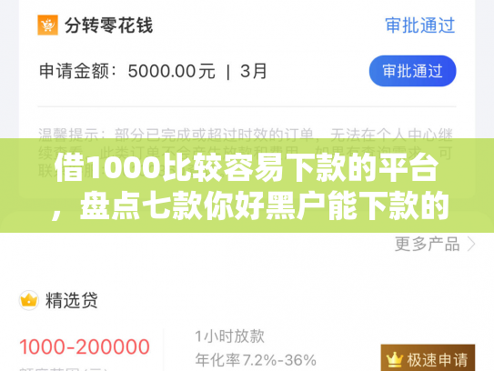 借1000比较容易下款的平台，盘点七款你好黑户能下款的网贷