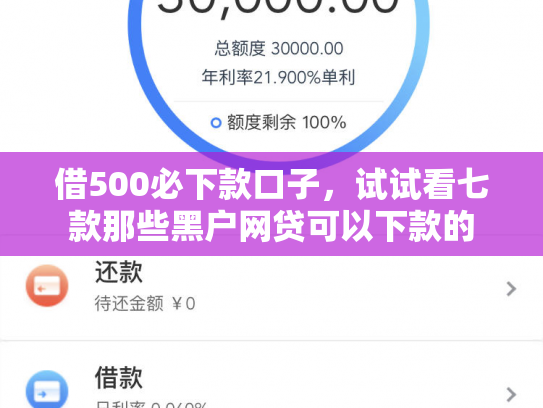 借500必下款口子，试试看七款那些黑户网贷可以下款的